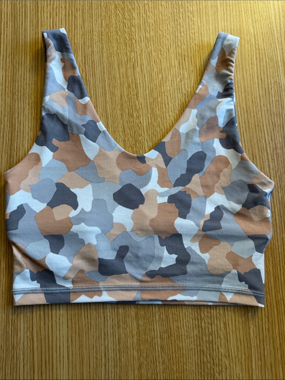 aerie Neutral Camo Crop Sports Bra in Brown and Tan